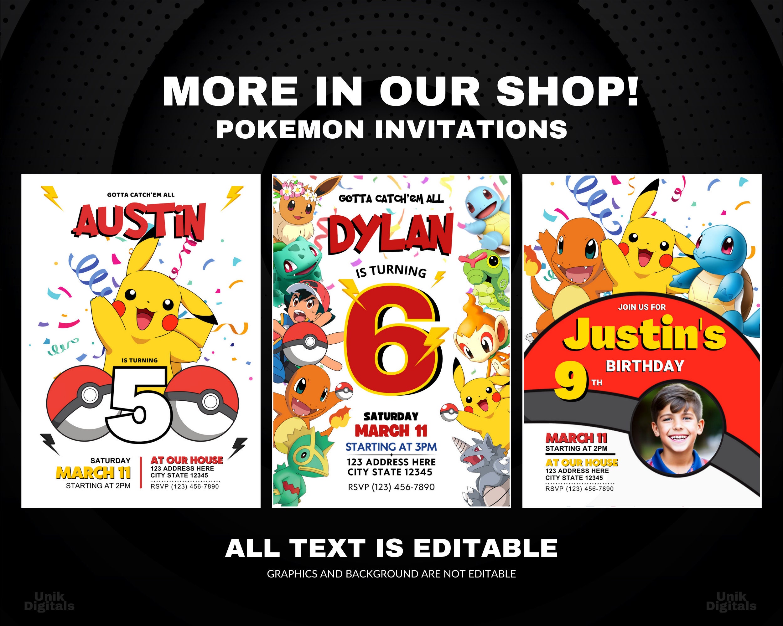 Pikachu Invite Pokemon Invitation Editable in Canva Instant - Etsy