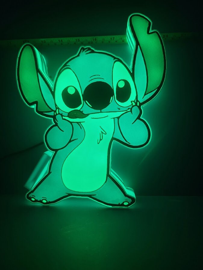 スティッチ LEDライト Disney Stitch LED Neon Blue Wall Light Battery 11.8” Great