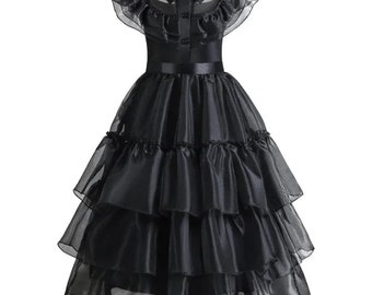 Halloween Wednesday Addams dress + personalised keychain for free, formal dress, costume dress up, bookweek birthday