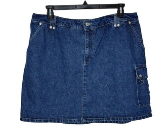 Carolina Blues Vintage Denim Cargo Skort Womens Plus Sz 18W Blue Utility Y2K 90s