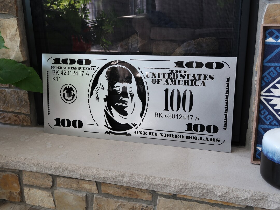 Hundred Dollar Bill Metal Wall Art, Office Decor - Etsy
