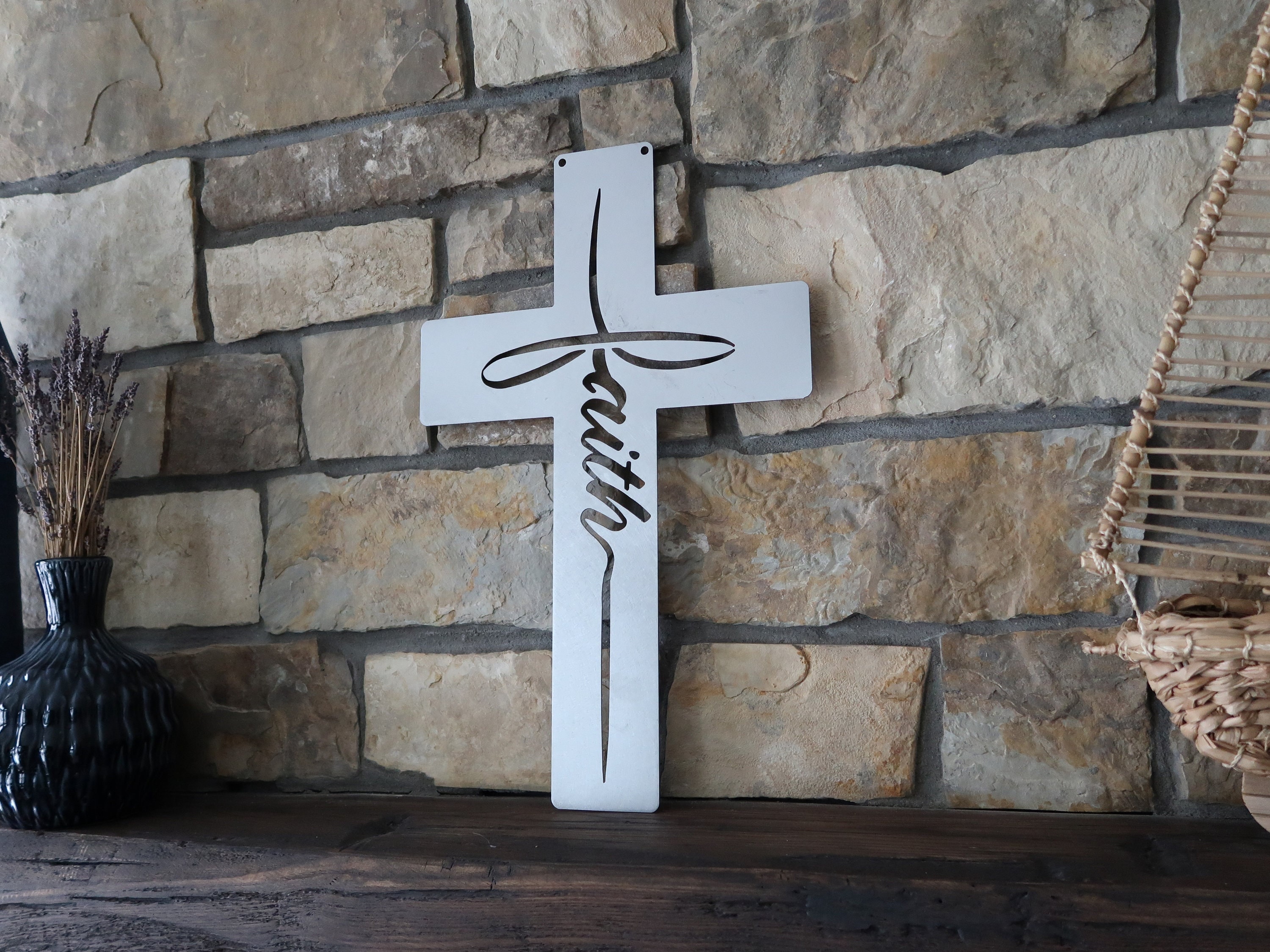 Faith Cross Metal Wall Art Religious Jesus Wall Decor Etsy