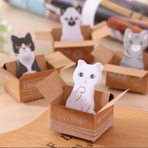 Mini Cat in a box sticky notes | Cute cat sticky notes | Cat in a Box post it notes | Cute cat in a box stationery