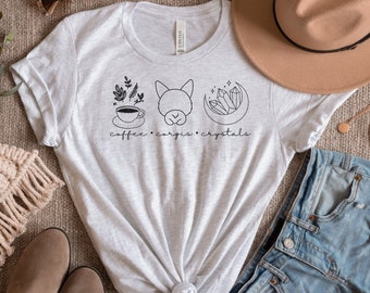 Camisa de cristales de Corgis de café, camisa de mamá Corgi, camiseta de café y Corgis, amantes de Corgi, camisa de cristales, camiseta de café, regalo para mamá de perro, Corgis