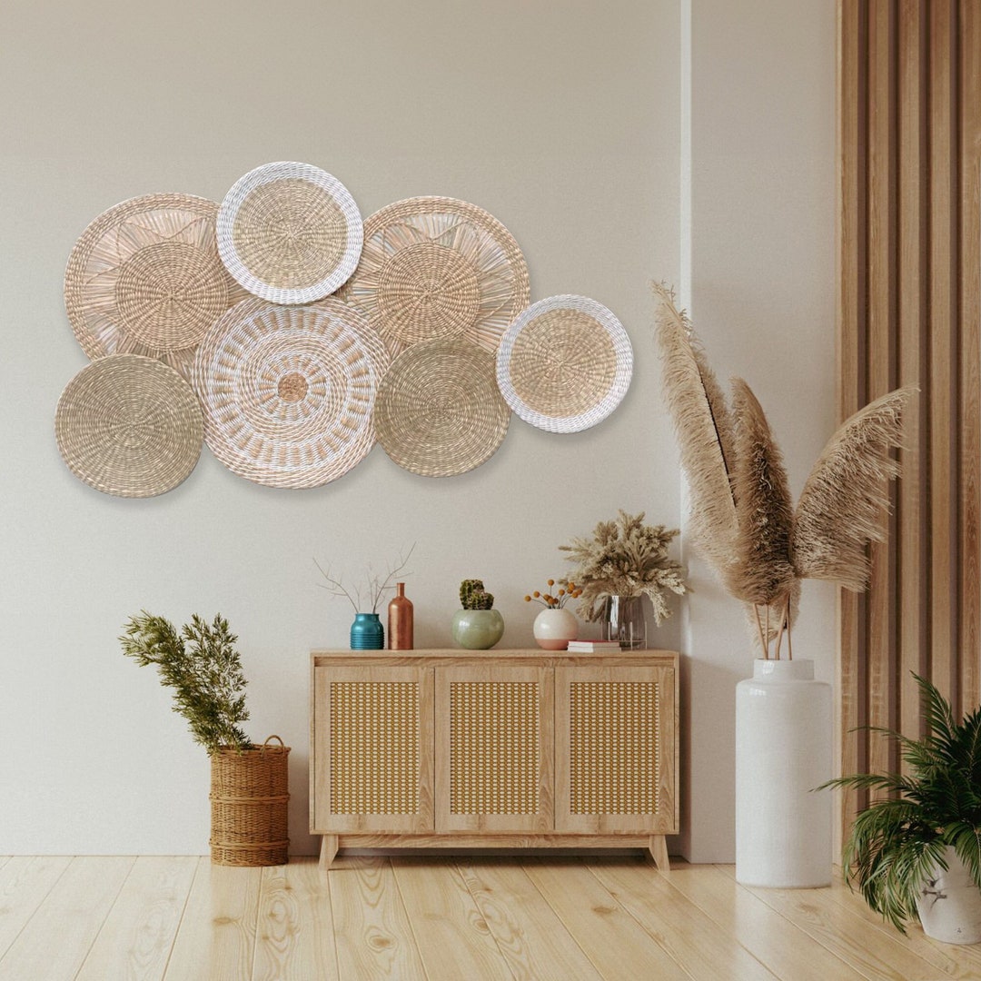 Wall Basket Decor Set 7, Basket Wall Art, Seagrass Wall Decor, Wicker