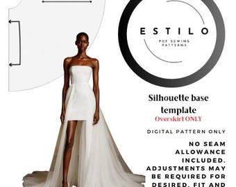 Open Front Overskirt With Train PDF Sewing Pattern | NO Sewing Instructions Included