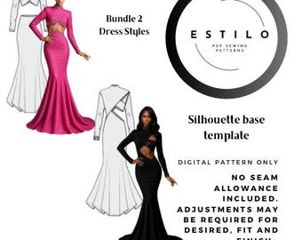 Pattern Bundle 2 Dress /Gown Styles PDF Sewing Pattern | NO Sewing Instructions Included For 1 of 2 Styles