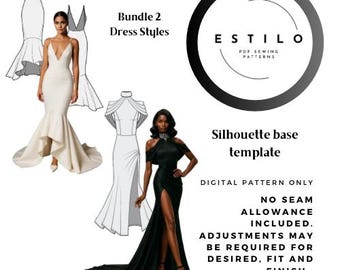Mermaid Gown Sewing Pattern PDF: Fitted Long Sleeve Dress (sizes XS-6XL) - Etsy Mermaid Gown Sewing Pattern PDF: Fitted Long Sleeve Dress (sizes XS-6XL) - Etsy