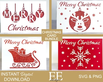 DIY Christmas Card Bundle: Cricut & Silhouette Cut Files (SVG, PNG)