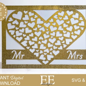 SVG: doe-het-zelf-bruiloft gefeliciteerd kaartontwerp | Meneer en mevrouw kaart | Jubileumkaart | Cricut gesneden bestand | Papercut | Cricut-silhouet | Svg-png