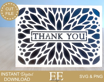 DIY Thank You Card SVG: Floral Paper Cut Template (Digital Download)