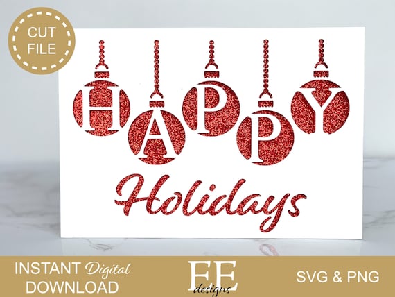 DIY Holiday Card SVG: Ornament Design, Cricut Cut File (Digital Download)