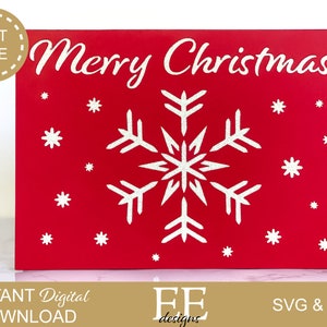 SVG: Design fai da te per biglietti di Natale / Biglietto di auguri di Buon Natale / Biglietto con fiocco di neve / File di taglio Cricut / Papercut / Silhouette Cricut / Svg Png