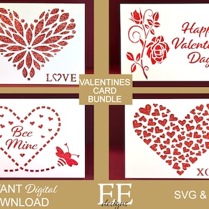 SVG: DIY バレンタイン カード バンドル | バレンタイン カード バンドル | バレンタイン カード | Cricut カット ファイル | ペーパーカット | Cricut シルエット | SVG PNG