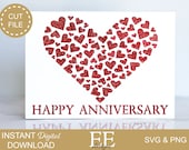 DIY Anniversary Card SVG: Heart Design, Cricut Cut File (Digital Download)