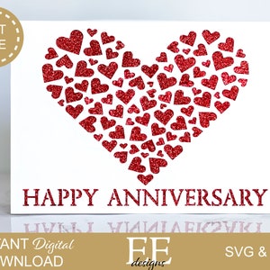 SVG: Diseño digital de tarjeta de aniversario DIY / Archivo de corte Cricut / Corte de papel / Silueta Cricut / Svg Png