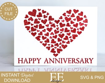 DIY Anniversary Card SVG: Heart Design, Cricut Cut File (Digital Download)