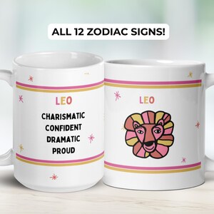 Taza de café Leo, taza de astrología, regalo de cumpleaños de Escorpio, taza del zodiaco, regalo de piedra natal y astrología, regalo de carta natal para el mejor amigo, regalo de bruja
