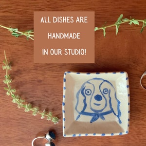 Handmade Ring Dish, Dog Design, Hand Built Jewelry Dish, Trinket Dish, Olive Dish, Nut Dish, Medicine Holder, Made to Order, Rustic Ceramic image 3