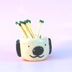 Ceramic Dog Striker Match Holder Handmade Pottery Studio Art Functional Design Unique Gift Housewarming Idea Smoker Accessory Fireplace image 6
