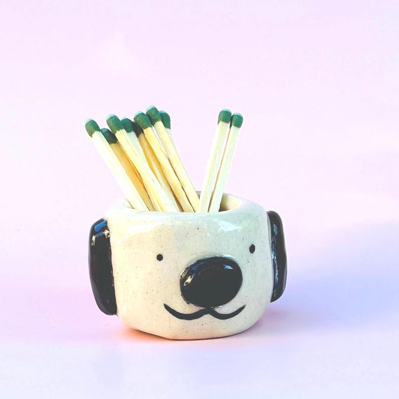 Ceramic Dog Striker Match Holder Handmade Pottery Studio Art Functional Design Unique Gift Housewarming Idea Smoker Accessory Fireplace image 6