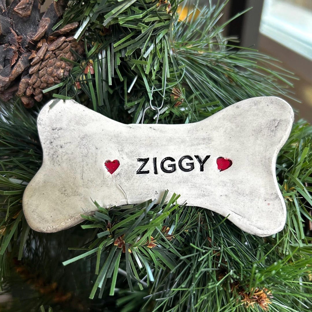 Custom Ceramic Pet Memorial Ornament Personalized Dog Bone Custom ...