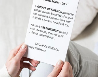 Movie Script Birthday Card for Screenwriters, Filmmakers, and Movie Fans - Digital Download