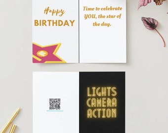 Lights, Camera, Action Birthday Card for Filmmakers, Actors, Screenwriters, and Film Lovers (Digital Download)