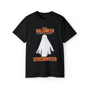 Screenwriter Halloween TShirt - Perfect Gift for Screenwriters This Holiday Season - Ghosts - Blank Screenplay