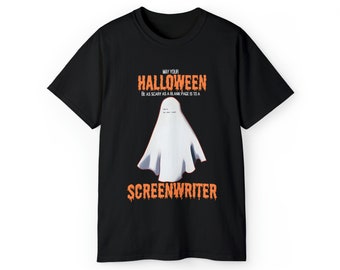 Screenwriter Halloween TShirt - Perfect Gift for Screenwriters This Holiday Season - Ghosts - Blank Screenplay