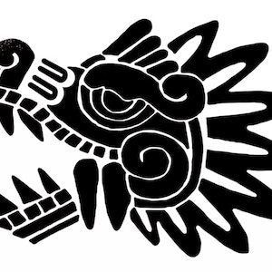 Könnte beinhalten: Schwarz-weiße stilisierte Illustration einer mythischen Kreatur mit einem scharfen Schnabel, einem wirbelnden Auge und einer stacheligen Mähne. Die Kreatur ist in einer wilden und kraftvollen Pose dargestellt.