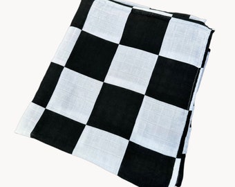 Checkered Bamboo Swaddle Blanket - SO SOFT - Muslin - Bamboo - Baby Gift - Gender Neutral