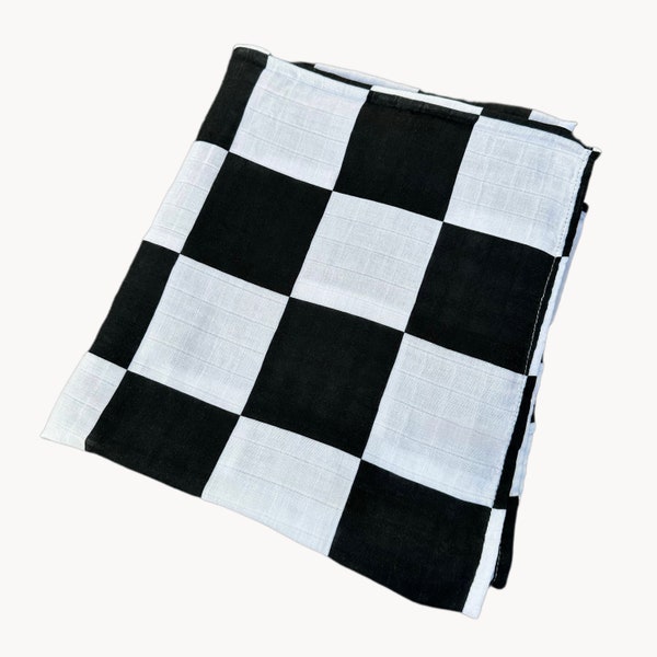 Checkered Bamboo Swaddle Blanket - SO SOFT - Muslin - Bamboo - Baby Gift - Gender Neutral