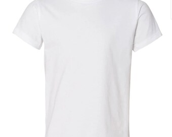 May include: A plain white t-shirt with short sleeves.