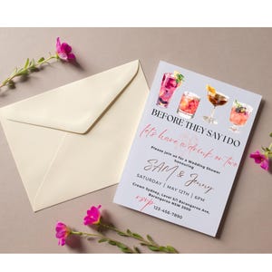 Invito di fidanzamento a tema cocktail per familiari e amici, moderno e bello, festa di fidanzamento, biglietto per festa di nozze