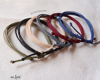 Handmade Waterproof String Bracelet | Wax Cord Bracelet | Unisex Bracelet | Adjustable Friendship Bracelet | Surfer Bracelet | Minimalistic