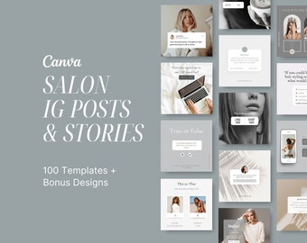 Hair and Beauty Salon Canva Instagram Post Template | Hair Stylist Hair Dresser Social Media Posts | Canva Template Instagram for Hair Salon