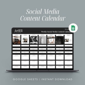 Social Media Content Calendar Template for Content Creation Weekly Marketing Planner Social Media Planner Google Sheets Spreadsheet Template
