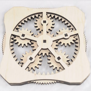 Kinetic Coaster Planetary Gears Kinetic Coaster Kinetic coaster with gears Kinetic Art Glowforge digital file image 1