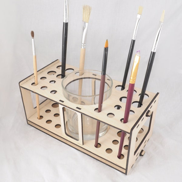 Artist and Craft Brush Organizer for 20 Brushes | Paint Brush Rack | brush stand | Assembly without gluing