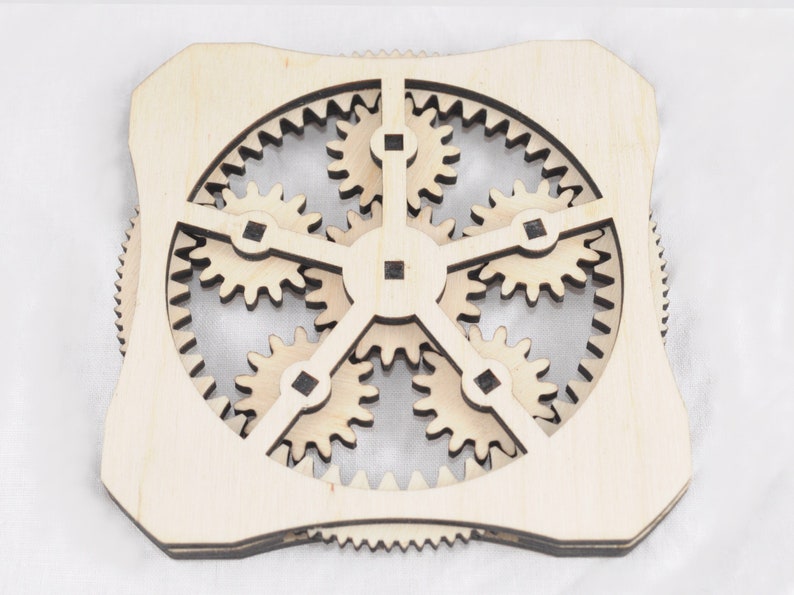 Kinetic Coaster Planetary Gears Kinetic Coaster Kinetic coaster with gears Kinetic Art Glowforge digital file image 1