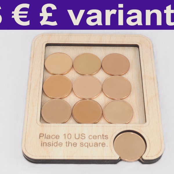 10 Coins Puzzle- Fun and Challenging Coin-Packing Puzzle - Ideal Bar Game or Coffee Table Amusement - Ten Coins Puzzle