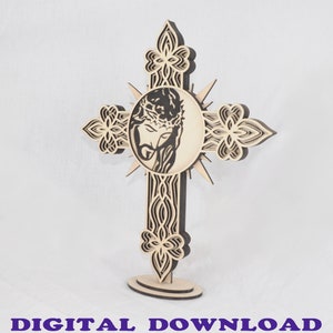 Cross Layered Jesus face Divine Wall Art  - 4 Layers | Easy Laser Cut | Jesus Cross | Spirituality Home Decor | Art for laser cut