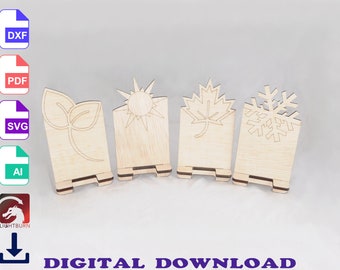 Elegant Seasons themed laser cut phone stand design kit