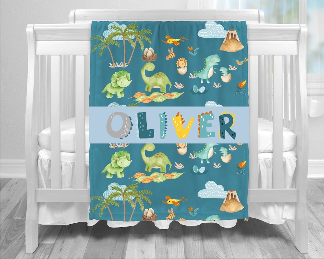 Personalized Dinosaur Blanket Dinosaur Baby Blanket Etsy