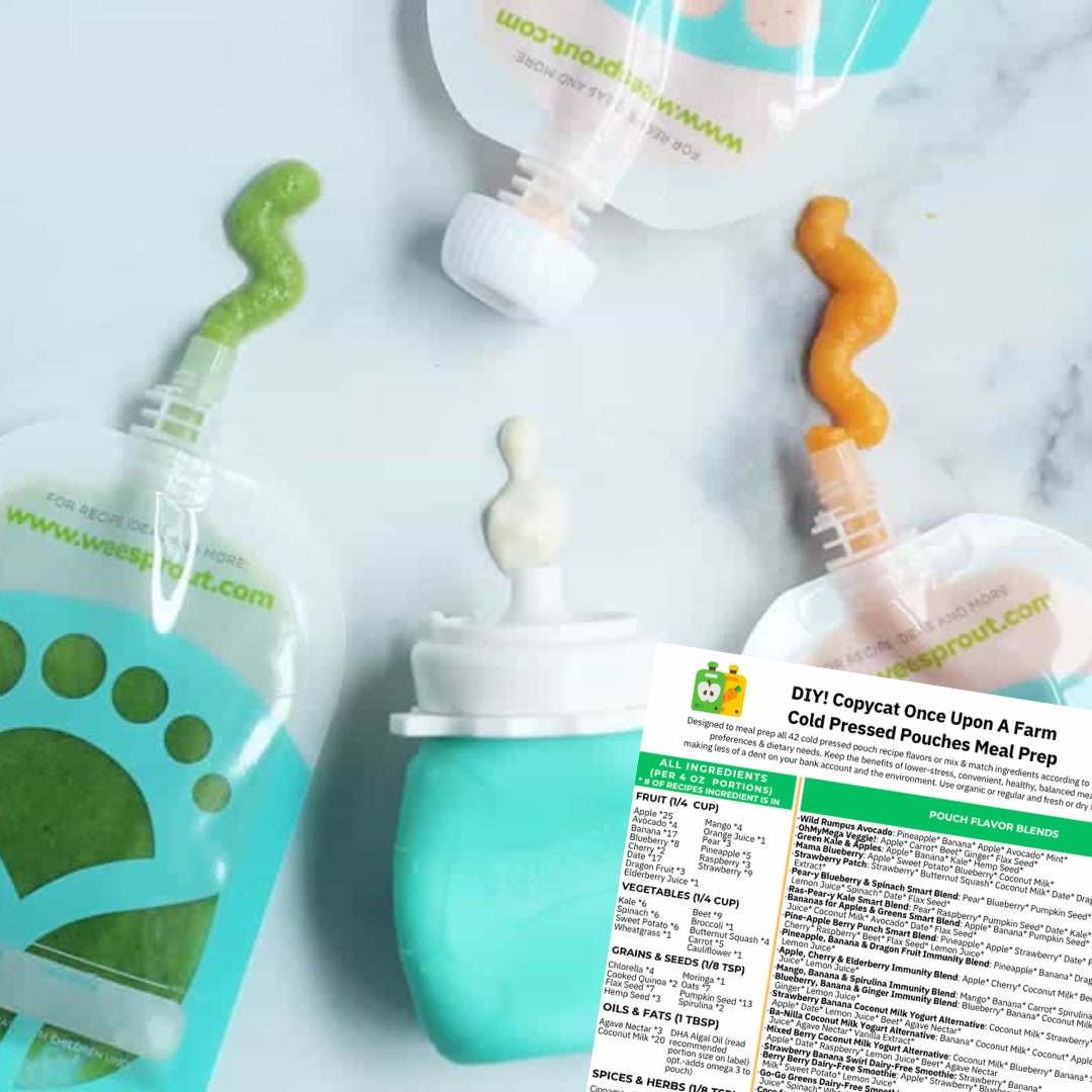 Copycat Once Upon A Farm Recipes | 40+ Organic Cold Pressed Food Pouch Blends | Baby + Toddler Food Meal Prep Plan | Instant Download + DIY!