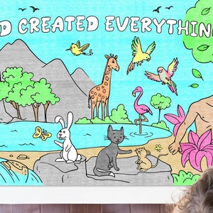 LARGE Bible Themed adam and Eve Coloring Sheet 30 by 72 Inches Coloring