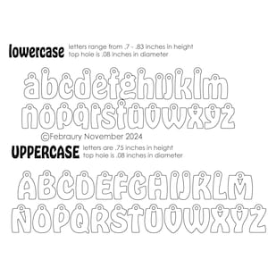 Charms de letras de burbuja, letras del alfabeto en mayúsculas y minúsculas SVG, archivos de joyería cortados con láser PDF