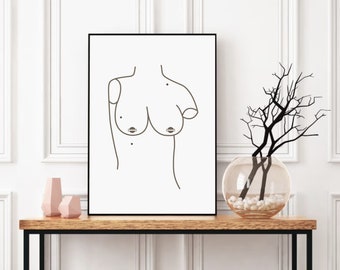 Impresión artística lineal de forma femenina: Dibujo de mujer moderna (descarga digital)