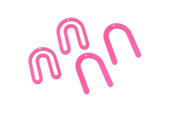 Bright Pink U-Shape Earring Parts: 3D Printed Jewelry Making Supplies